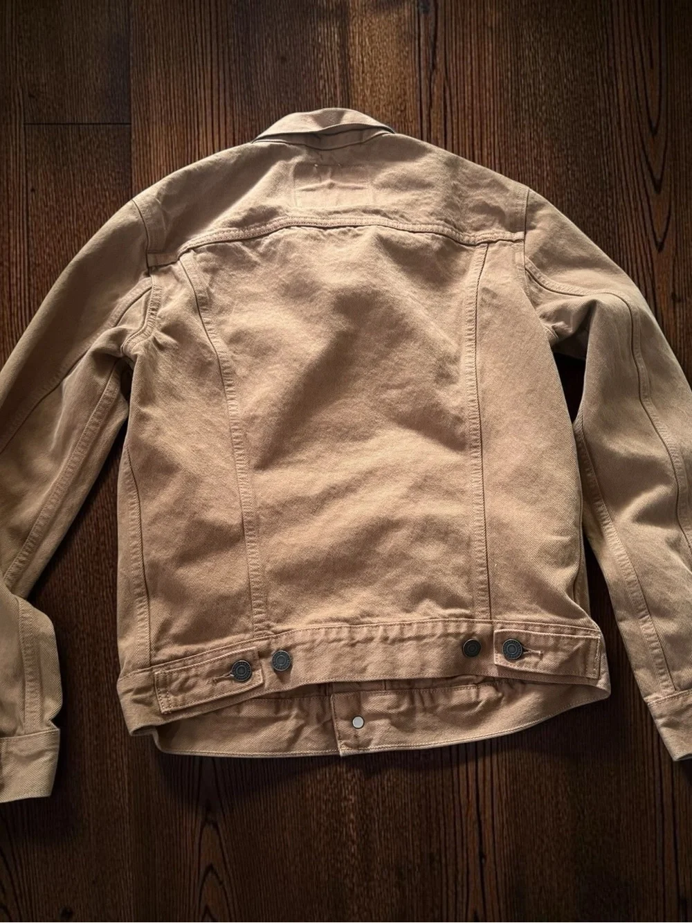 Levi’s Trucker Jacket Mens Small Tan Khaki Denim Jean Jacket Cotton Classic